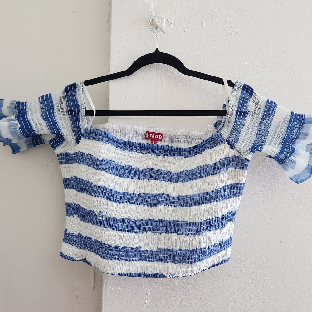 Staud Blue and White Striped Women's Top